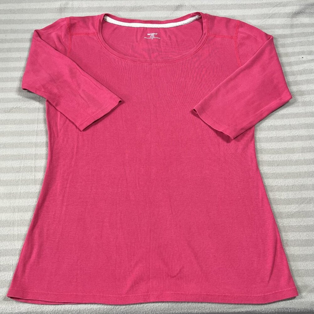 SEG'MENTS Shirt Womens XL Pink 3/4 Sleeve Scoop Neck Cotton Casual T-Shirt Tee